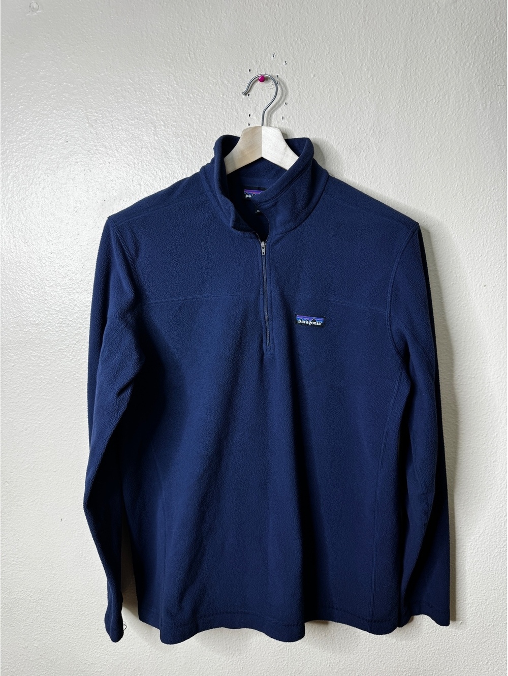 Patagonia Fleece Pullover Men’s Large Navy Blue Quarter Zip Outdoor Hiking